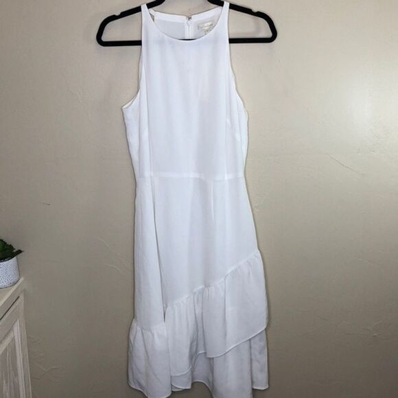 Shoshanna White Sleeveless Ruffle Tulip Hem Formal Dress Size 8 NWT - Picture 2 of 5